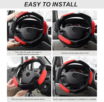 Car Steering Wheel Cover, 15" Anti-Slip Steering Wheel Protector Soft Hand Pad Cushion, Breathable Ice Silk Auto Wheel Wraps Comfy Grip All-Season Protector for Most Vehicles (Beige)