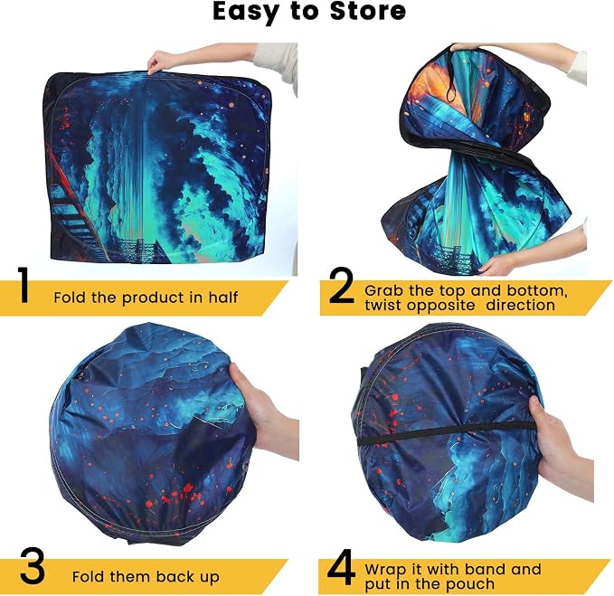 Windshield Sun Shade, Car Sun Shade Windshield, Reflector Sunshade Offers Ultimate Protection for Car Interior, Reflective Polyester Blocks Heat for Cars,Trucks,SUVs (57 x 32 in)