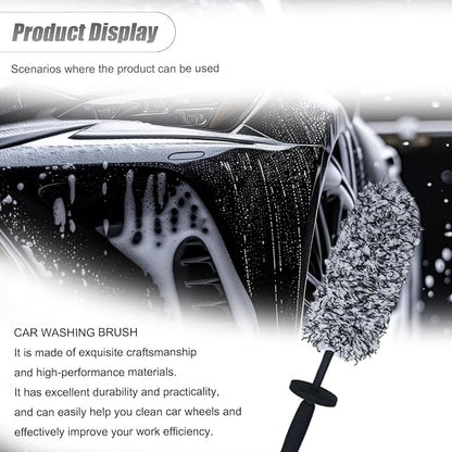 ZIMISI Car Wheel Cleaner Brush, Soft Microfiber Wheel Rim Cleaner, Non Scratch Car Detailing Brush, Highly Water Absorption & Removable Tire Brush, Vehicle Rim Wash Tool (Grey)