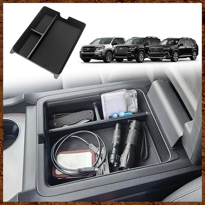 Muslogy Center Console Organizer Compatible with 2023-2026 Honda Pilot Accessories, 2024 2026 Ridgeline/2024-2026 Passport Center Console Storage Box Divider Inserts Interior ABS Material(Black)
