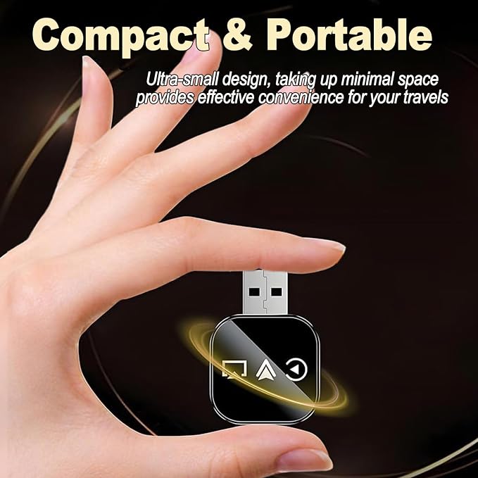 3 in 1 Adapter, 3-in-1 car Adapter (2026 Model), with 2.4/5GHz WiFi and Bluetooth 5.0, Plug and Play for iPhone and Android (Black,for iPhone)