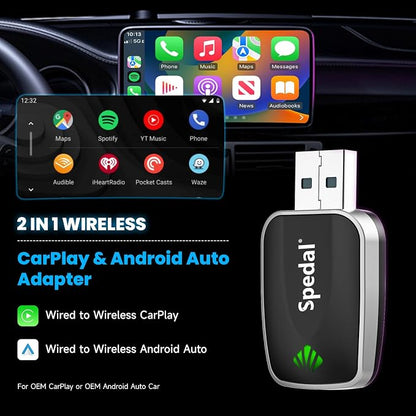 Seamless Auto-Connect CarPlay Adapter, Upgrade 2in1 Wireless CarPlay & Android Auto Adapter, Plug & Play, WLAN Dual-Band 2.4G+5G, Auto Reconnect, Compatible with After 2016 Cars with Wired CarPlay