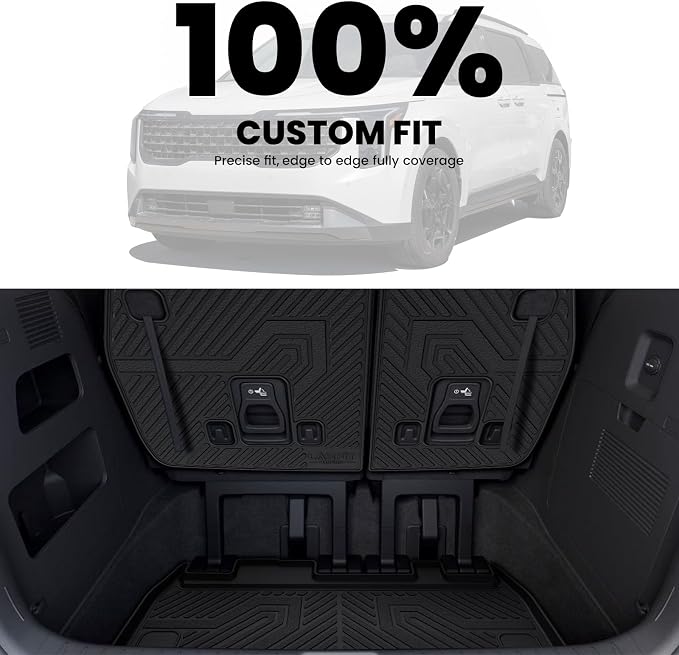 LASFIT Cargo Mat & Backrest Mats for Kia Carnival 2026 2025 2024 2023 2022 / Kia Carnival Hybrid 2025-2026, All Weather TPE Custom Fit Mats Car Trunk Mat Cargo Liner Accessories, Black