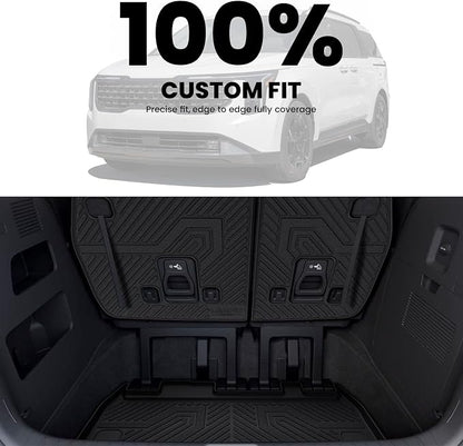 LASFIT Cargo Mat & Backrest Mats for Kia Carnival 2026 2025 2024 2023 2022 / Kia Carnival Hybrid 2025-2026, All Weather TPE Custom Fit Mats Car Trunk Mat Cargo Liner Accessories, Black