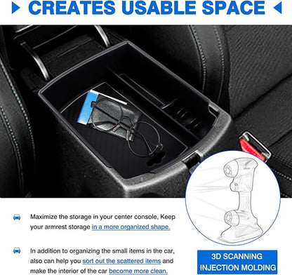 Autorder Center Console Organizer for Kia Soul 2020 2021 2022 2023 2024 2025 2026 Accessories Armrest Storage Box Secondary Insert Tray with 2 Color Mats