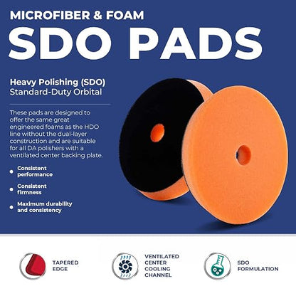 5.5" SDO Orange Foam Light Cutting Pad (2-Pack) – Lake Country Manufacturing – Premium Standard Duty Orbital Finishing Pad for Painted Surfaces – Fits 5" Backing Plate