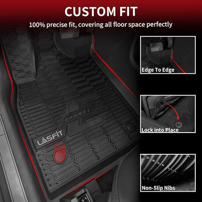 LASFIT Floor Mats for Ford Mustang Mach-E 2021-2025 2026 TPE All Weather Protector Car Liners, 1st & 2nd Row, 3pcs Black