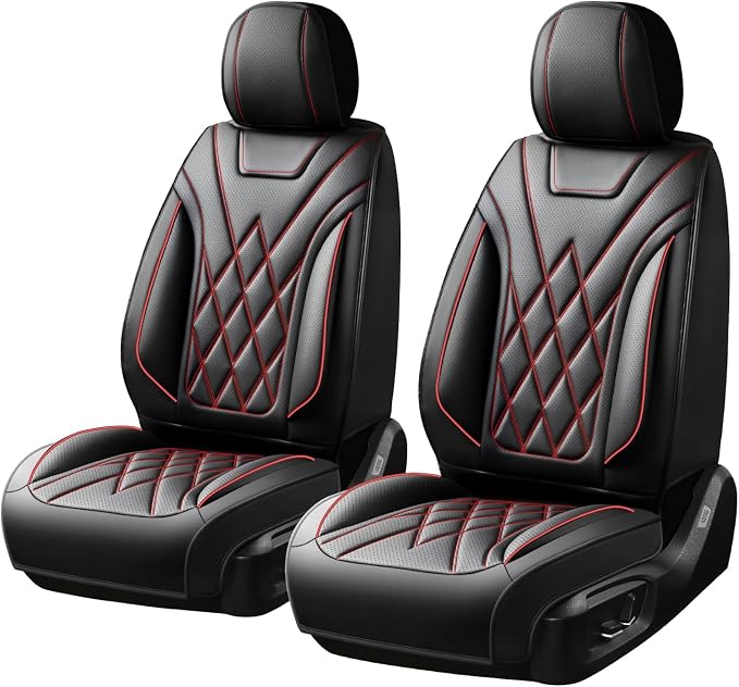Car Seat Covers Compatible with Hyundai Santa Cruz 2022-2026 - Waterproof & Breathable Luxury Leather All-Weather Seat Cushions Protectors,Only 2 Front seat Covers (Redline)