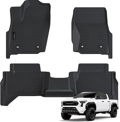 Auxko All Weather Floor Mats Fits for Toyota Tacoma Hybrid Double Cab 2026 2025 2024 TPE Liners Car Accessory Odorless Anti-Slip Floor Mats Black