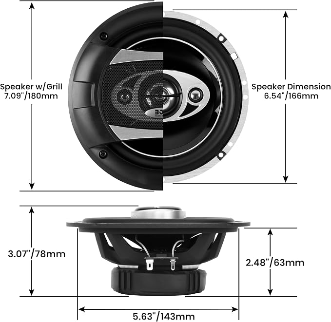 BOSS Audio Systems P65.4C Phantom Series 6.5 Car Door Speakers - 400 Watts Max, 4 Way, Full Range, Tweeters, Coaxial, Sold in Pairs