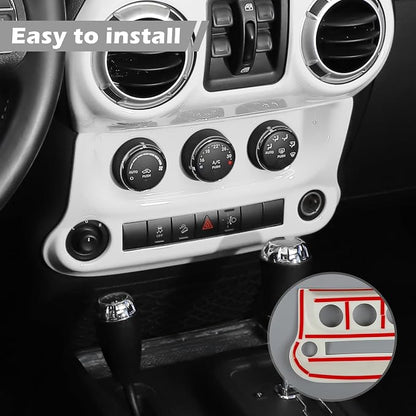 RT-TCZ for Jeep JK White Dash Accents Radio A/C Controls Cover Trim for Jeep Wrangler JK JKU 2011-2017 ABS Interior Accessories 2pcs