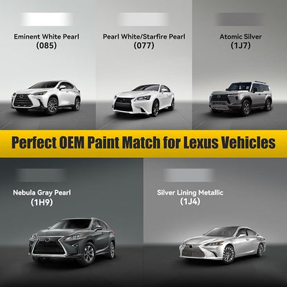 (085) Eminent White Pearl Touch Up Paint Compatible with Lexus, Exact Match Car Paint Pen Automotive Scratch Repair Remover Kit Quick & Easy Solution for Vehicle Chips and Nicks