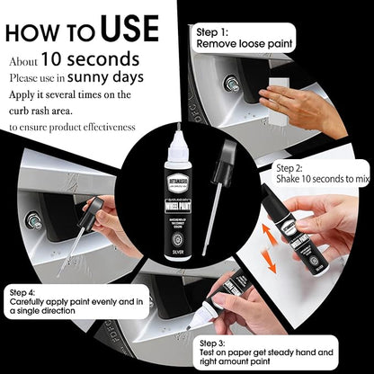 Gloss Black Rim Touch Up Paint - Wheel Repair Kit Curb Rash, Quick And Easy Wheel Scratch Repair, Rim Paint For Car Wheel Repair (Gloss Black)
