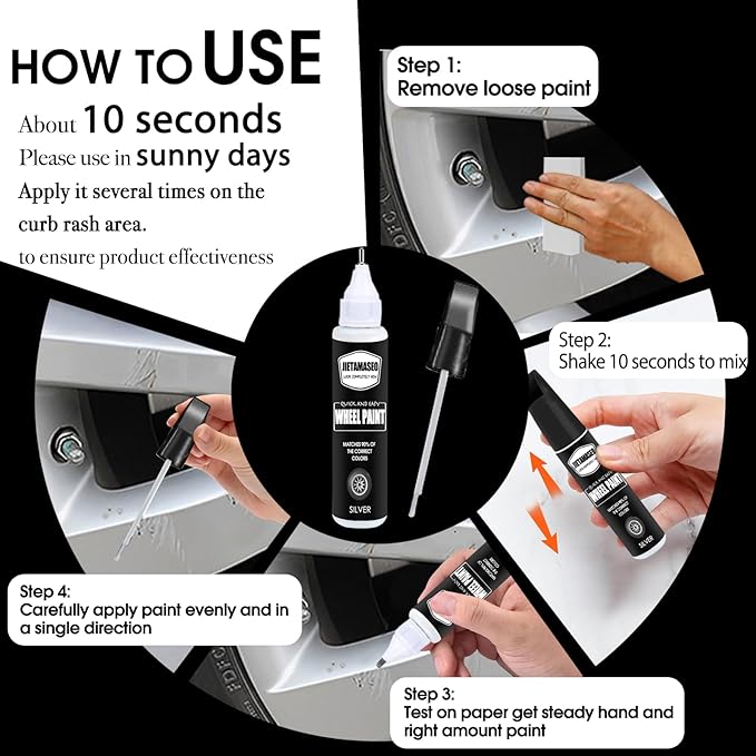 Silver Rim Touch Up Paint - Wheel Repair Kit Curb Rash, Quick And Easy Wheel Scratch Repair, Rim Paint For Car Wheel Repair