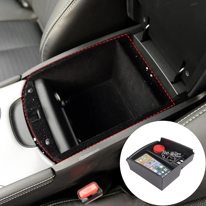 Lcojicep Center Console Armrest Box Storage Box Tray Compatible with Infiniti Q50 2013 2014 2015 2016 2017 2018,Armrest Box Storage Box Secondary ABS Insertion Tray