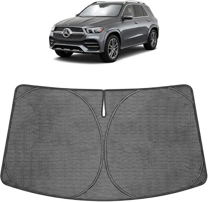 Proadsy Windshield Sun Shade Custom Fit Mercedes-Benz GLE 350 450 2020-2026 Ice Crystal Black Front Window Sunshade UV and Heat Blocker Foldable Visor Keeps Car Cooler for Summer Parking and Daily Use