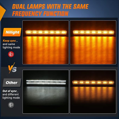 Nilight 20Inch 420W LED Light Bar 2PCS 4Inch 60W Light Pods Amber White Strobe 6 Modes Memory Function Reset Function Off Road Truck with 16AWG Wiring Harness Kit-3 Lead
