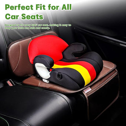 Siivton Car Seat Protector for Kids, Anti-Slip Design, Thick Padding, Prevents Seat Marks, 2 Storage Pockets for Toys & Snacks, Fits Most Cars, Black (Brown, 2 Pack)