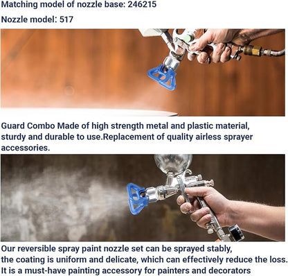 Airless Spray Tip for Standard Airless Paint Spray ，Includes 517 Nozzle tip,7/8" Nozzle seat and Nozzle Gasket (Blue)