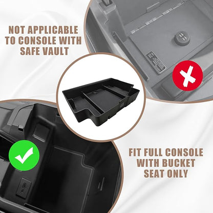 Muslogy Center Console Organizer Compatible with 2022-2026 Chevy Silverado/GMC Sierra 1500, 2024-2026 Silverado & Sierra 2500 3500HD Armrest Storage - Full w/Bucket Seats ONLY(Console Tray&Mats Set)