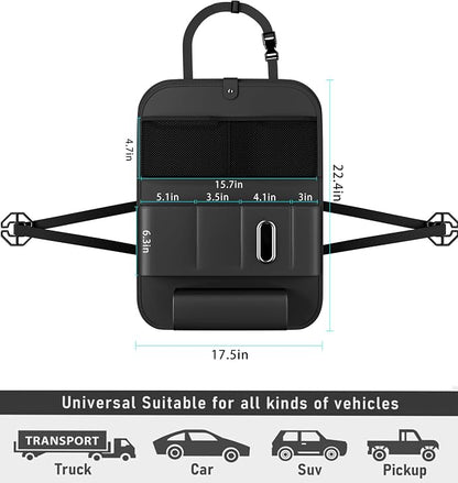 GMQ Backseat Car Organizer with Tray 1 Pack,Car Backseat Organizer with Foldable Table for Kids,Multifunctional Seat Back Organizer with Storage Pockets Car Storage Organizer (Black)