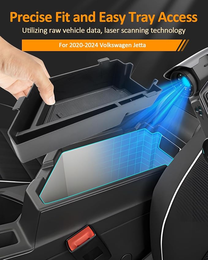 CDEFG for Volkswagen Jetta 2020-2025 2026 Center Console Organizer Tray for Jetta 2020 2021 2022 2023 2024 2025 Accessories Armrest Storage Box Insert Tray for VW Jetta Arm Rest Middle Organizer