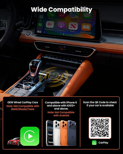 Wireless 2-in-1 CarPlay Adapter for Android: BANKKY Fast Auto-Connect 5GHz Dual-Band Car Adapter for iPhone Stable Connection Plug & Play Low Latency Mini Upgraded Wired to Wireless for CarPlay