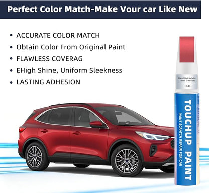 Rapid Red Metallic Tinted Clearcoat(D4) Touch Up Paint Compatible with Ford 2-in-1 Car Scratch Repair Pen for Rock Chips, Door Scratches&Paint Nicks Exact Color Match Quick Dry DIY Fix for F-150