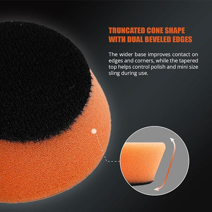 SPTA PRO Orange Heavy-Cut Mini Polishing Foam Pad, 5Pcs 2inch/50mm Sponge Polishing Buffing Pads, Car Foam Detail Polishing Pad Kit for Car Detail Polishing, Small Area Polishing -FF201-5