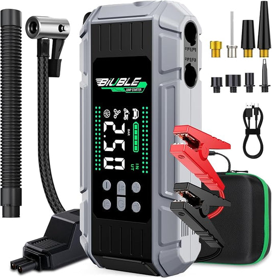 8000A Jump Starter with Air Inflator/Deflator Compressor, 65W Charging Car Battery Jump Starter (All Gas/16L Diesel), 24800mAh 150PSI Battery Jumper Starter Portable, Jump Box Jump Pack with LED Light