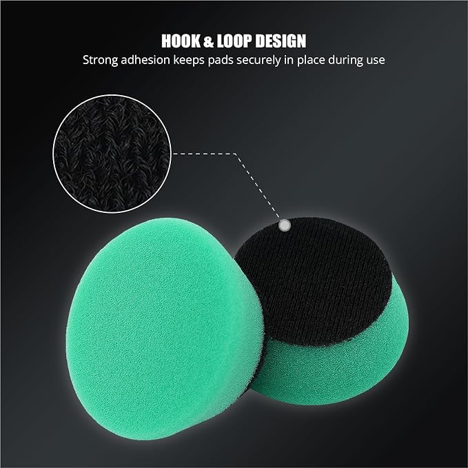 SPTA Green T120 Heavy-Cut Mini Polishing Foam Pad, 5Pcs 2inch/50mm Sponge Polishing Buffing Pads, Car Foam Detail Polishing Pad Kit for Car Detail Polishing, Small Area Polishing -FPTSS2G