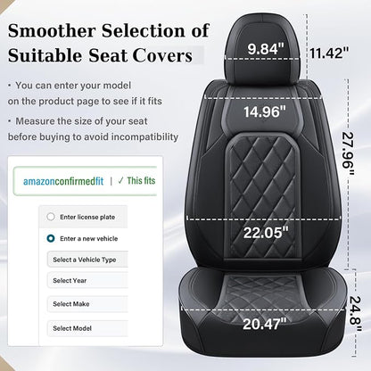 Coverado Car Seat Covers Full Set, Black Seat Covers, Waterproof Faux Leather Car Seat Cover, Luxury Car Seat Cover, Automotive Seat Covers 5 Seats, Car Seat Protector Universal Fit Most Cars
