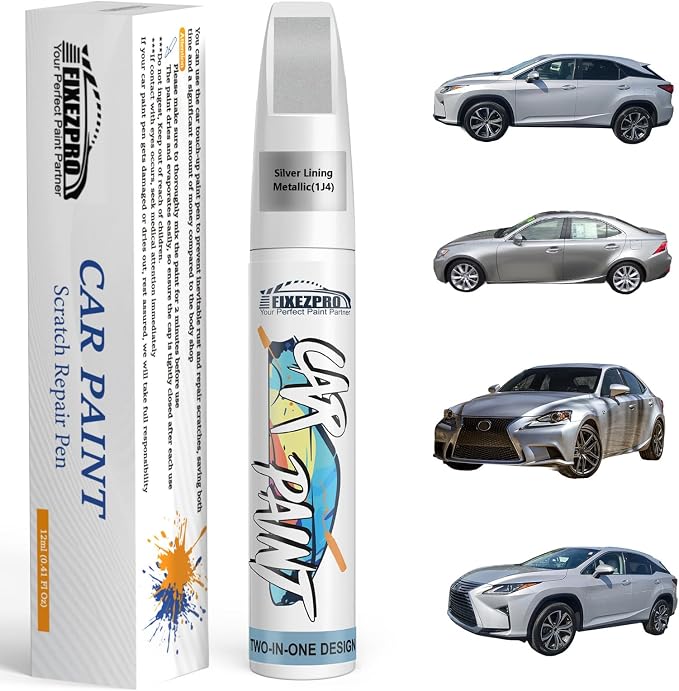 1J4 Silver Lining Metallic Touch Up Paint for Lexus, Exact Color Match Car Paint Scratch Repair Remover Pen Kit Quick & Easy Fix Vehicle Chips and Automotive Nicks Scuff