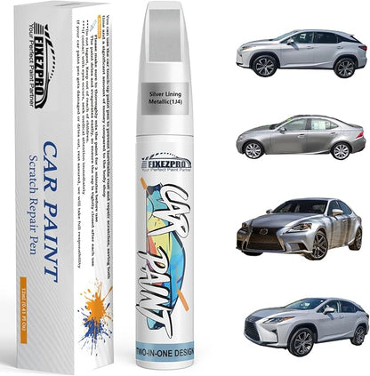 1J4 Silver Lining Metallic Touch Up Paint for Lexus, Exact Color Match Car Paint Scratch Repair Remover Pen Kit Quick & Easy Fix Vehicle Chips and Automotive Nicks Scuff