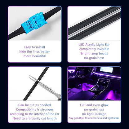 Car-Ambient-Lighting-Kit,RGB 18 in 1 256 LED with Wireless APP DIY Modes Acrylic Interior Car LED Strip Light
