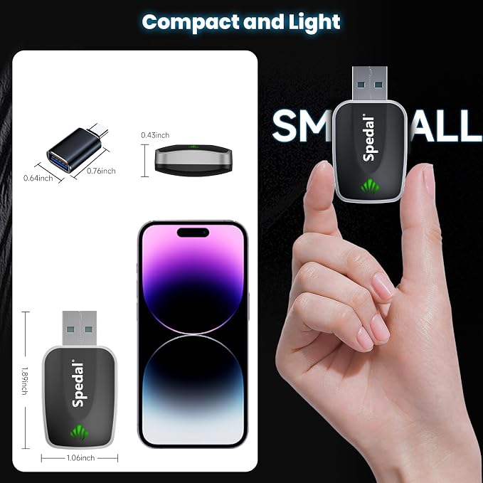 Seamless Auto-Connect CarPlay Adapter, Upgrade 2in1 Wireless CarPlay & Android Auto Adapter, Plug & Play, WLAN Dual-Band 2.4G+5G, Auto Reconnect, Compatible with After 2016 Cars with Wired CarPlay