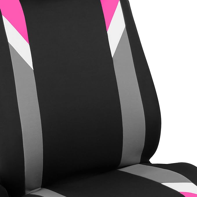 FH Group Premium Modernistic Flat Cloth Car Seat Covers – Universal Fit, Washable Seat Covers for SUV Sedan Van, Pink, Full Set