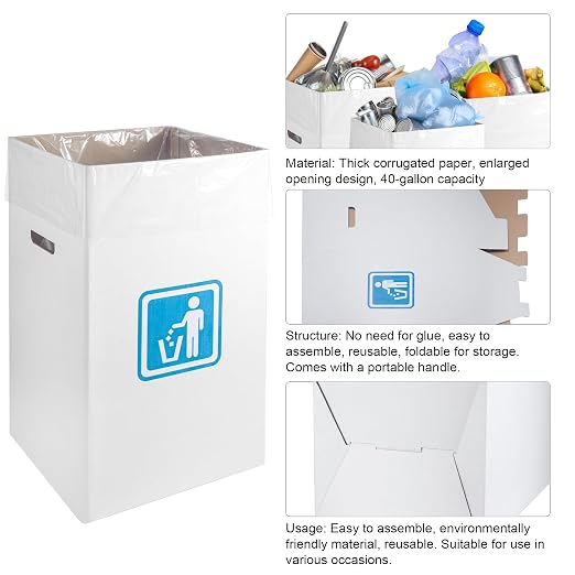 40 Gallon Cardboard Trash cans for Events (Pack of 10)， with 20 Liners Included，Be applicableOutdoor Events pop up Trash cans for Parties，Reusable Portable Garbage Can，in-Home Recycling Bins