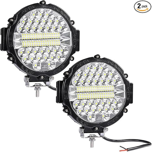 LED Off Road Lights pods 7 Inch 15000Lumen Bumper Round LED Light Bar 201W 12V 24V 6500K Tractor Driving Fog Flood Spot Beam Work Lighting for Pickup SUV ATV UTV Truck 2Pack