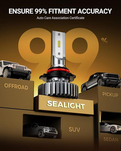 SEALIGHT 9005 for 𝗔𝗧𝗩𝘀 & Powersports, 8×Brighteness S1 Series Wireless 𝟗𝟎𝟎𝟓 𝐅𝐨𝐠 Lamps 1:1 Real Size 10 Years Lifespan- Pack of 2