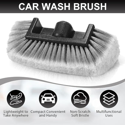 Vesici 4 Pcs Car Wash Brush Head with Soft Detailing Bristle Flow Thru Car Cleaning Brush Exterior Cars Wash Equipment for Auto Truck RV Boat Camper Washing, 10 Inch (Grey)