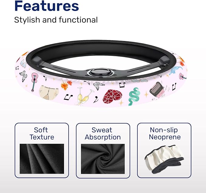 GENANY Pop Star Steering Wheel Cover, Non Slip Polyester Car Wheel Protector for Car SUV Truck, Universal 15 Inch