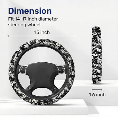 GENANY Horror Mask Steering Wheel Cover, Non Slip Polyester Car Wheel Protector for Car SUV Truck, Universal 15 Inch