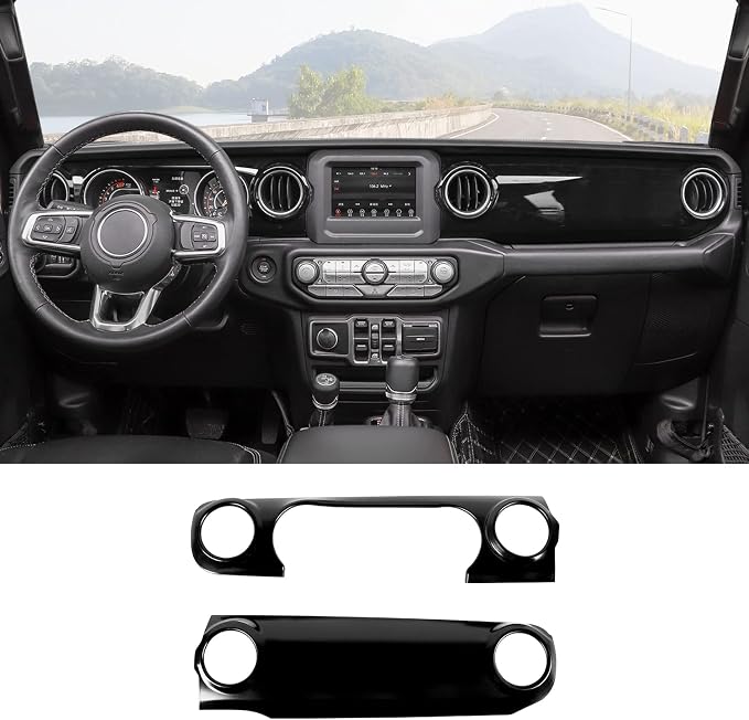 RT-TCZ Center Console Trim Cover Dashboard Control Panel Cover Decorative Interior Accessories for Jeep Wrangler JL JLU & Gladiator JT 2018-2022,Black