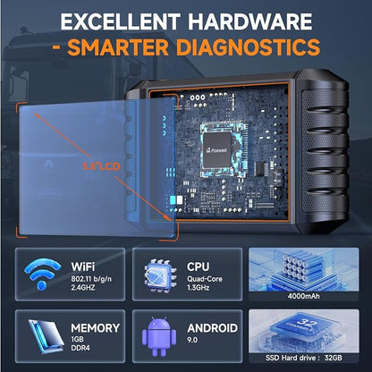 FOXWELL Heavy Duty Truck Scanner - HD500 Diesel Scaner Diagnostic Tool with DPF Regeneration/Injector Cutoff, fit for Cummins, Detroit, Caterpillar, Paccar, Hino, Lifetime Free Update, Orange