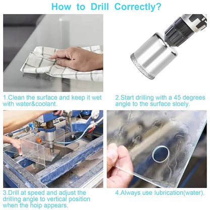 15 Pcs Diamond Drill Bits for Ceramic, Diamond Hole Saw Drill Bit Set Kit, Premium Glass Drill Bit for Bottles,Pots, Marble, Granite Stone, Tile Cutting 0.23 Inch - 2 Inch（6mm - 50mm） YLYL
