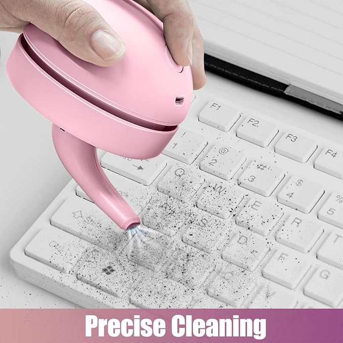 prowithlin Portable Desktop Vacuum Cleaner, USB Charging, Pink, Best for Cleaning Dust, Crumbs, Piano, Computer, Car etc.
