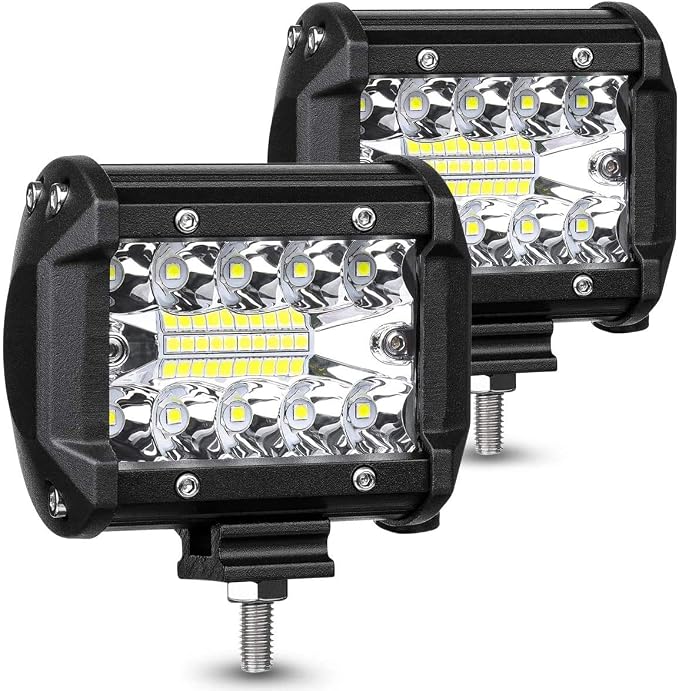 (2 Pack) ASEMI 4-Inch Car Light Bar 60watt Work Light Driving Fog Off Road Lights Triple Row Waterproof Spot Flood Combo Beam LED Cubes Lights for Pickup Truck ATV UTV Boat