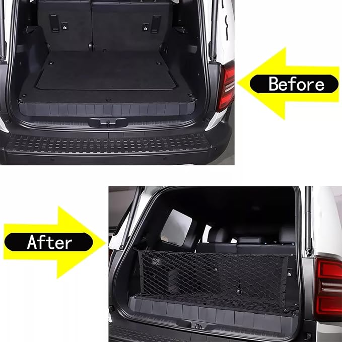 2 Pcs Trunk Organizer Cargo Net for 2024 2025 2026 Toyota Land Cruiser 250 1958 Prado Lc250 J250,Envelope Style&Rear Trunk Floor Style Cargo Net Car Trunk