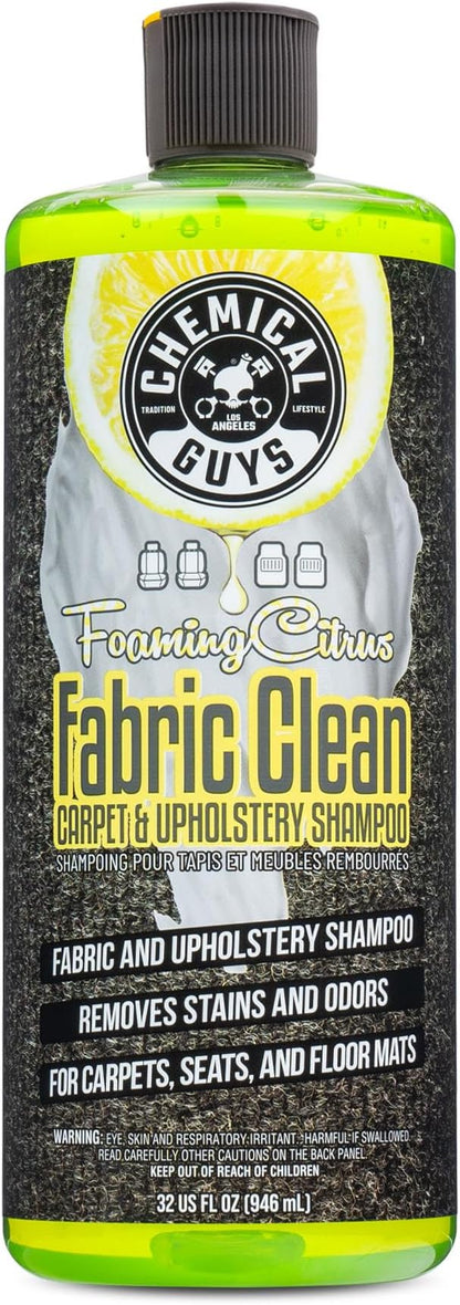Chemical Guys Foaming Citrus Fabric Clean Carpet & Upholstery Cleaner (Car Carpets, Seats & Floor Mats), Safe for Cars, Home, Office, & More, Extra Large Size 32 fl oz, Citrus Scent - CWS20332